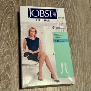 JOBST Knee High UltraSheer 8-15 mmHg Support Compression Stockings Beige M 7-9